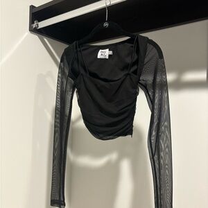 Princess Polly Black Mesh Crop Top